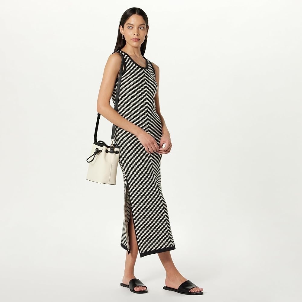 THE DROP Chevron Maxi Dress Small NWT Ritu Black and White Crochet MSRP$68.99